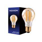 Noxion Lucent Fadenlampe LED E27 Birne Messing 7.2W 630lm -  822 Extra Warmweiß | Dimmbar - Ersatz für 50W