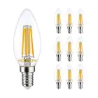 Mehrfachpackung 10x Noxion Lucent LED E14 Kerze Fadenlampe Klar 4.5W 470lm - 827 Extra Warmweiß | Dimmbar - Ersatz für 40W